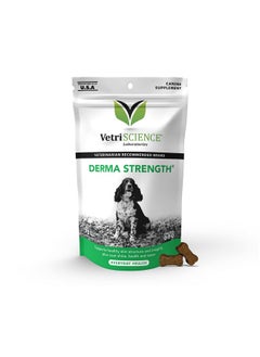 VetriScience Laboratories Derma Strength Healthy Skin And Coat Chews With Omega 3, 6 And 9 For Dogs, 70 Chews  Can Reduce Shedding And Support Skin Health  - Image 1