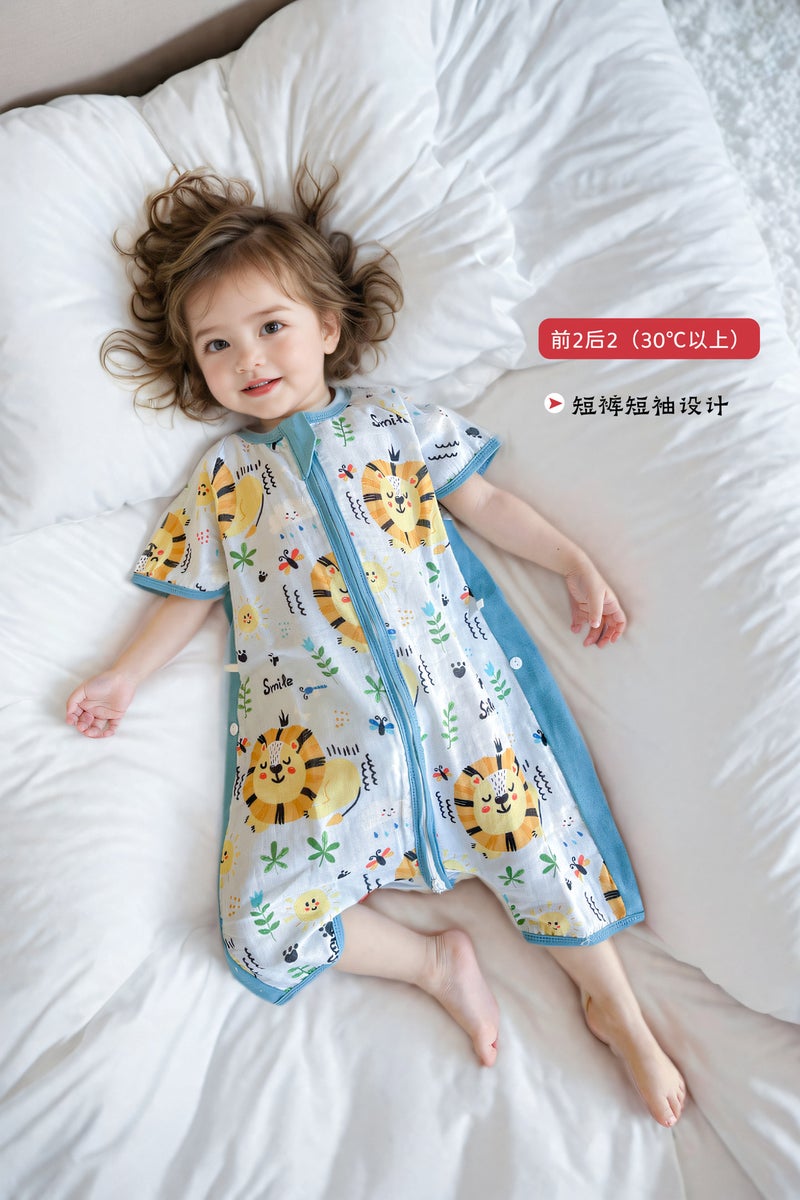 Superman Doudou Spring and Summer Thin Baby Gauze Sleeping Bag Baby Short-sleeved Leg Kick-proof Quilt for Middle and Big Children All Seasons Overlord in the forest (first two and second gauze) 