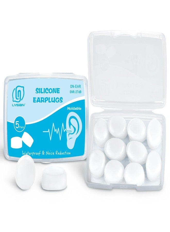 LYSIAN Moldable Silicone Sleep Earplugs, 27dB SNR Noise Reduction Ear Plugs for Sleeping, Swimming & Study - 5 Pairs- Never Insert Earplugs Deep into Ear Canal - Image 1