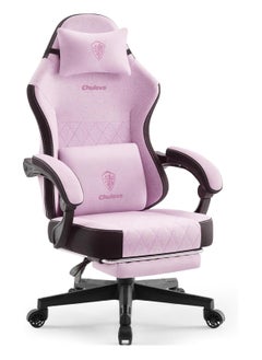 Chulovs Chulovs Gaming Chair, featuring a Spring-Loaded Fabric Seat, Ergonomic High-Back Design with Foot Rest for Adults, and Lumbar Support, Pivots for Optimal Comfort in Office & Gaming Settings  - Image 1