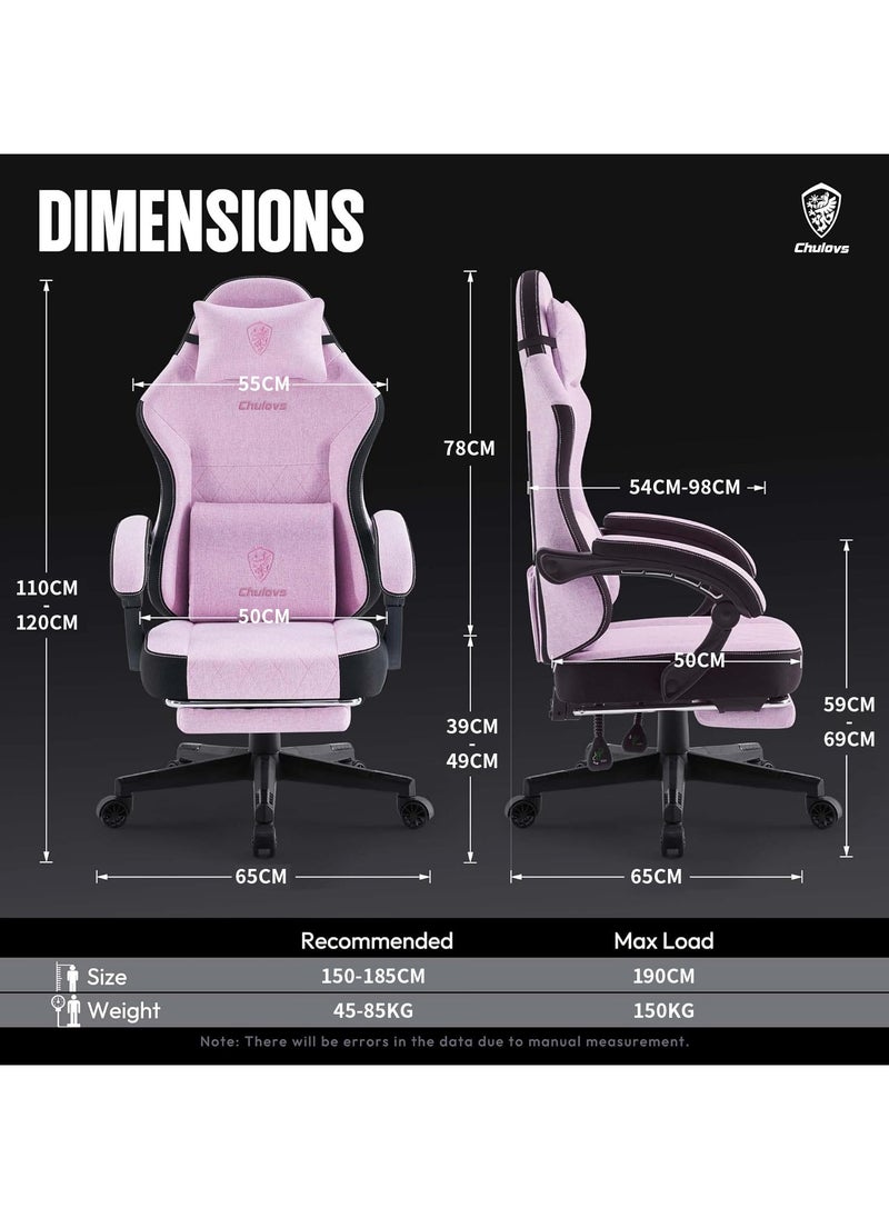 Chulovs - Chulovs Gaming Chair, featuring a Spring-Loaded Fabric Seat, Ergonomic High-Back Design with Foot Rest for Adults, and Lumbar Support, Pivots for Optimal Comfort in Office & Gaming Settings - Image 1
