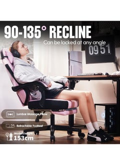 Chulovs Chulovs Gaming Chair, featuring a Spring-Loaded Fabric Seat, Ergonomic High-Back Design with Foot Rest for Adults, and Lumbar Support, Pivots for Optimal Comfort in Office & Gaming Settings  - Image 5
