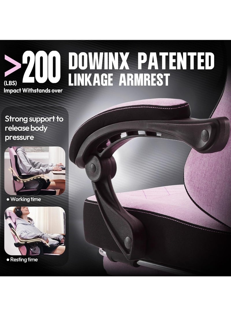 Chulovs - Chulovs Gaming Chair, featuring a Spring-Loaded Fabric Seat, Ergonomic High-Back Design with Foot Rest for Adults, and Lumbar Support, Pivots for Optimal Comfort in Office & Gaming Settings - Image 1