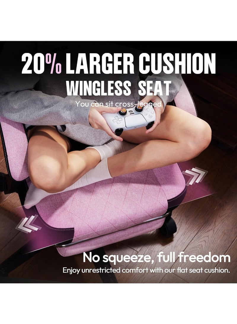 Chulovs - Chulovs Gaming Chair, featuring a Spring-Loaded Fabric Seat, Ergonomic High-Back Design with Foot Rest for Adults, and Lumbar Support, Pivots for Optimal Comfort in Office & Gaming Settings - Image 1