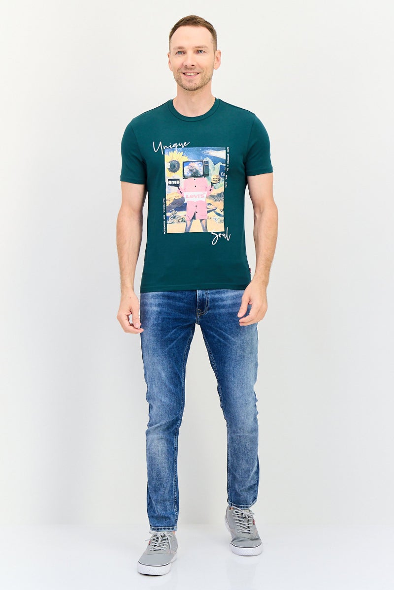 Levi's تي شيرت رجالي بأكمام قصيرة وياقة دائرية، طباعة جرافيك، أخضر داكن - Image 4