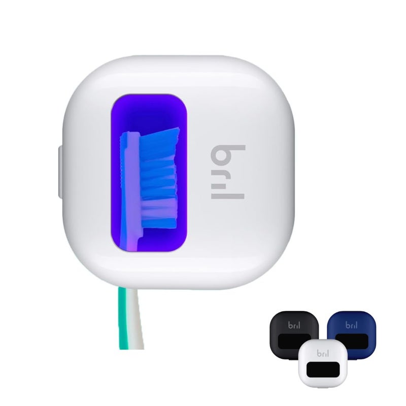 Bril UV-C Toothbrush Sanitizer, Portable Cleaner, Travel Cover, Magnetic Holder, and Rechargeable Case for Any Size Toothbrush, White - Image 1