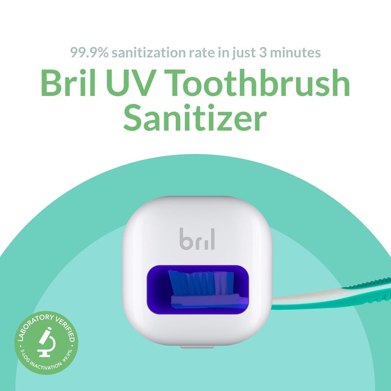Bril UV-C Toothbrush Sanitizer, Portable Cleaner, Travel Cover, Magnetic Holder, and Rechargeable Case for Any Size Toothbrush, White - Image 2
