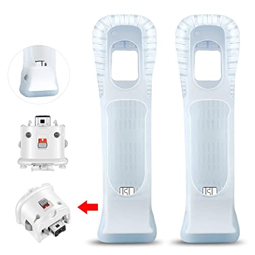 N.C NC 2 Pack Wii Motion Plus Adapter with 2 Silicon Case, for Wii Remote Controller, Motion Plus Adaptor Accelerator,wii Motion Plus Attachment (White) - Image 1