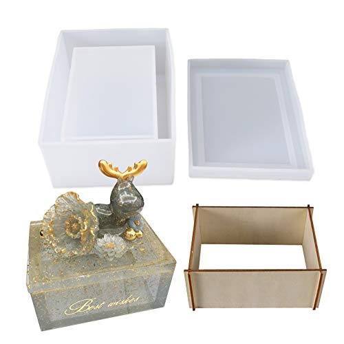 Wehous Silicone Tissue Box Resin Mold with Lid Epoxy Resin Casting Mould Tissue Box Cover Napkin Holder DIY Jewelry Trinket Storage Gift Box Craft Supplies Making Home Decoration Gift - Image 1