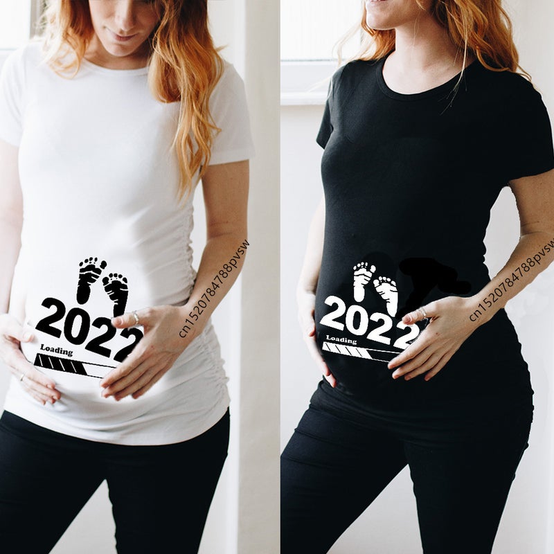AliExpress Foreign Trade Baby Loading 2022 Maternity Printed Short Sleeve T-Shirt Women's Top GH851-A XL - Image 2
