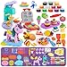Aprilwolf 60 PCS 3 in 1 Dough Sets for Kids Ages 348 Art Crafts Dough Tools Kit Unicorn Hair Stylist Ice Cream Playset Hamburger Maker Machine Kitchen Creations Food Play Toys Boys Girls - Image 2