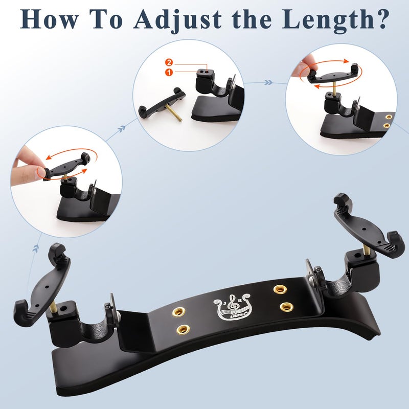 SUEWIO Violin Shoulder Rest for 4/4 Size, Premium Aluminum Alloy Violin Shoulder Rest with Thicken Comfortable Foam Pad & Height Adjustable Feet - Image 5