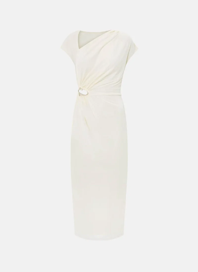 Lichi Midi jersey dress with pleats on the bodice and waist decoration