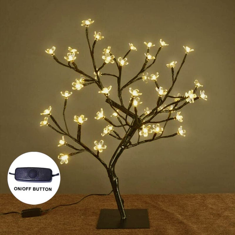 LIGHTSHARE 18 Inch Cherry Blossom Bonsai Tree, 48 LED Lights, 24V UL Listed Adapter Included, Metal Base, Warm White Lights, Ideal as Night Lights, Home Gift Idea - Image 2