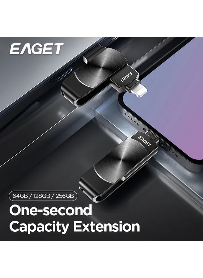 Eaget 128GB Dual Interface USB 3 2 Flash Drive For iPhone iPad Mac PC High Speed Data Transfer External Storage Black - Image 4
