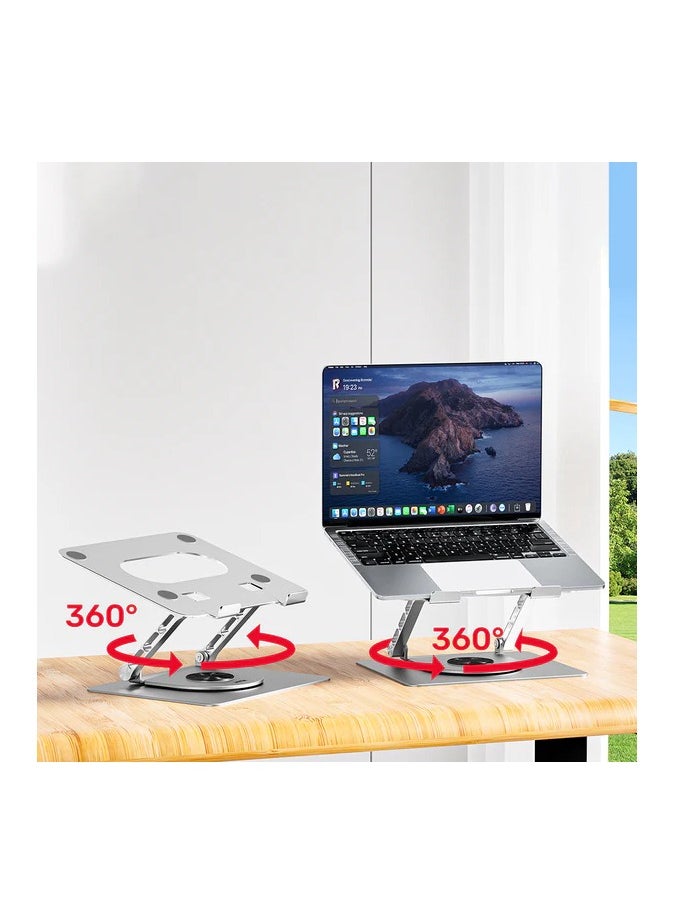 Laptop Stand with 360° Rotating Base, Adjustable, Aluminum alloy and supports up to 4.4kg