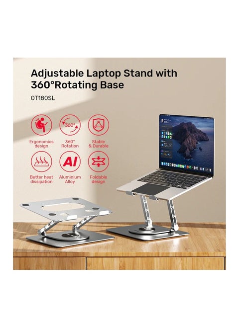 Laptop Stand with 360° Rotating Base, Adjustable, Aluminum alloy and supports up to 4.4kg