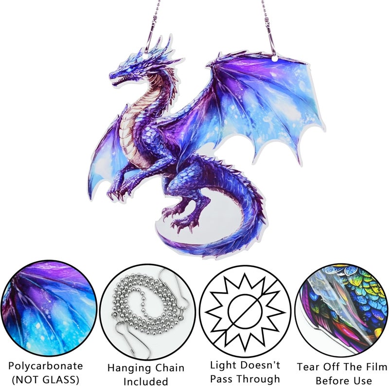 thmnj Dragon Ornaments Colorful Window Hanging Decorations Home Wall Decor for Bedroom Patio Indoor Outdoor - Image 3