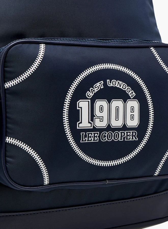 Lee Cooper NAVY Printed Backpack with Adjustable Shoulder Straps and Zip Closure - 13x30x41 cm for Women | Best Price UAE