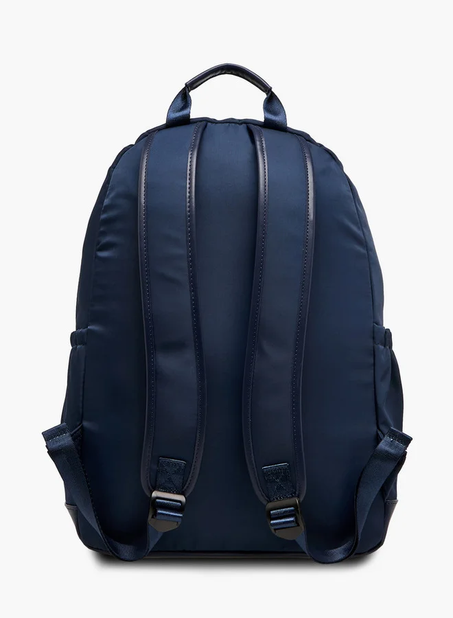 Lee Cooper NAVY Printed Backpack with Adjustable Shoulder Straps and Zip Closure - 13x30x41 cm for Women | Best Price UAE
