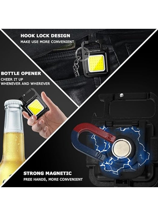Ultra-bright mini COB LED keychain light—a portable, rechargeable emergency light featuring a magnetic base, foldable stand, and bottle opener. Ideal for outdoor activities, camping, and emergencies. - Image 5