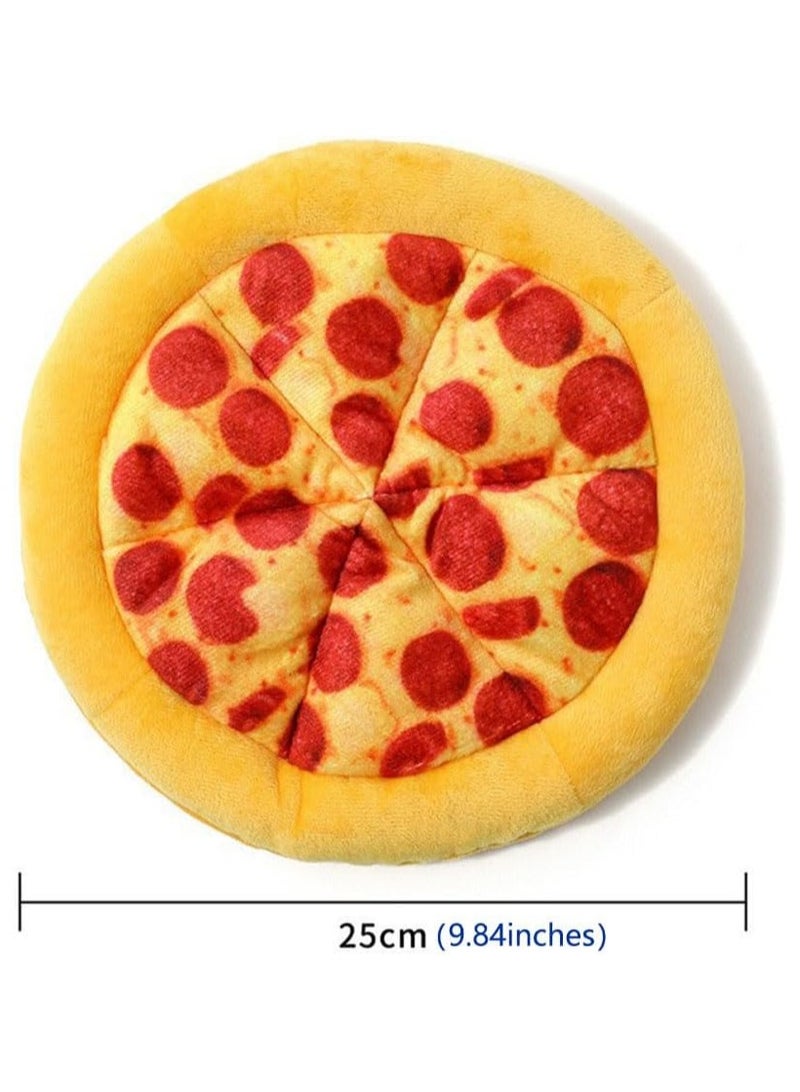 general Realistic pizza-shaped plush dog toy with a circular design resembling a frisbee, featuring built-in squeaker and crinkle paper—supports teething and interactive play. - Image 3
