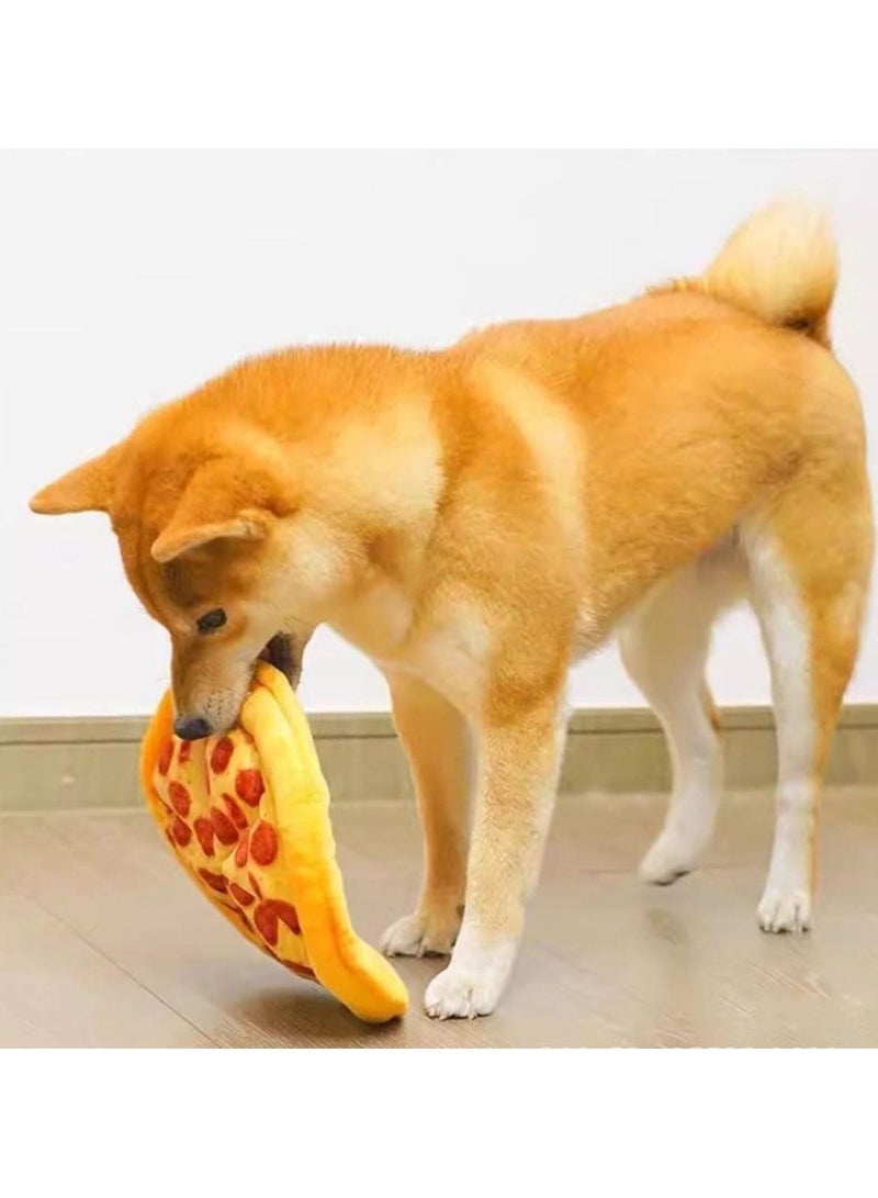 general Realistic pizza-shaped plush dog toy with a circular design resembling a frisbee, featuring built-in squeaker and crinkle paper—supports teething and interactive play. - Image 5