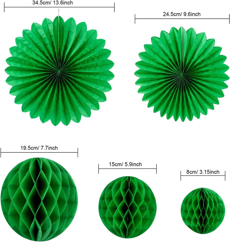 Konsait 30pcs Christmas New Year Hanging Decoration Paper Honeycomb Balls Paper Fans Kit for Xmas Party Decor Supplies Baby Shower Birthday Wedding Home Decoration Red White Green Decor - Image 3