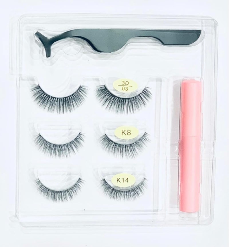 رموش طبيعية من EYELASH ARTTST، تتضمن 3 أزواج من الرموش، سهلة التركيب - مصنوعة يدويًا 100% - مزودة بملقط وغراء