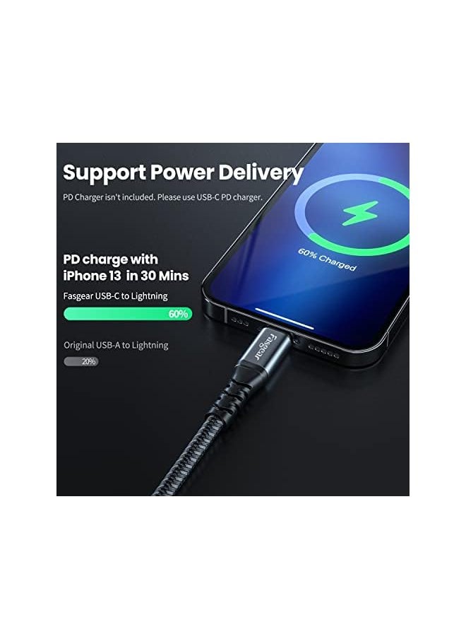 Fasgear Usb C To Lightning Cable 1 Pack 6Ft Mfi Certified Type C To Lightning Pd Fast Charger Lead Compatible For Iphone 13 Pro Max 12 Pro Se 11 X Xs Xr 8 Ipad Pro 1.8M Black  - Image 3