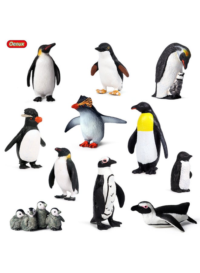 Children's Cognitive Simulation Marine Animal Model Suit Toy Arctic Penguin Emperor Penguin Static Solid Ornaments-Color:KZ Mini Amphibious Marine Series (12 Sets) - Image 2