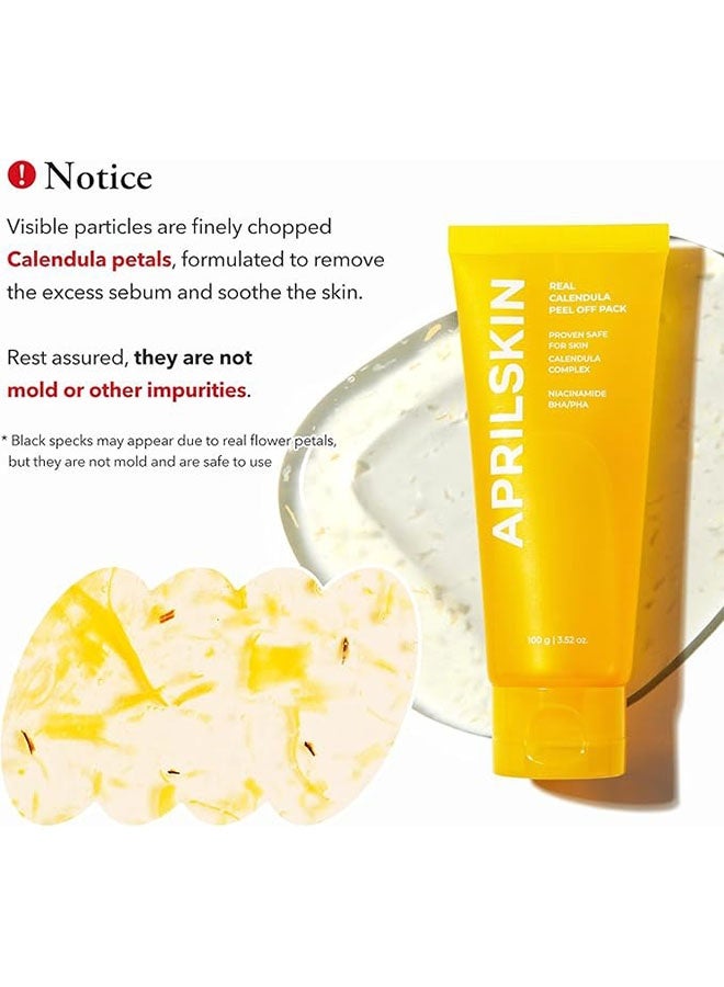 APRILSKIN Real Calendula Peel Off Facial Mask 100g, Pore Minimizing, Exfoliating and Blackhead Remover Cleanser, Deep Cleansing - Image 4