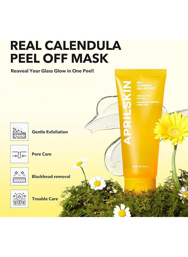 APRILSKIN Real Calendula Peel Off Facial Mask 100g, Pore Minimizing, Exfoliating and Blackhead Remover Cleanser, Deep Cleansing - Image 2