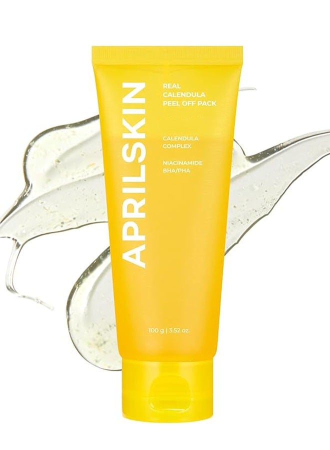 APRILSKIN Real Calendula Peel Off Facial Mask 100g, Pore Minimizing, Exfoliating and Blackhead Remover Cleanser, Deep Cleansing - Image 1