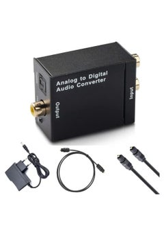 Black Analog to Digital Optical Toslink Audio RCA Converter Adapter
