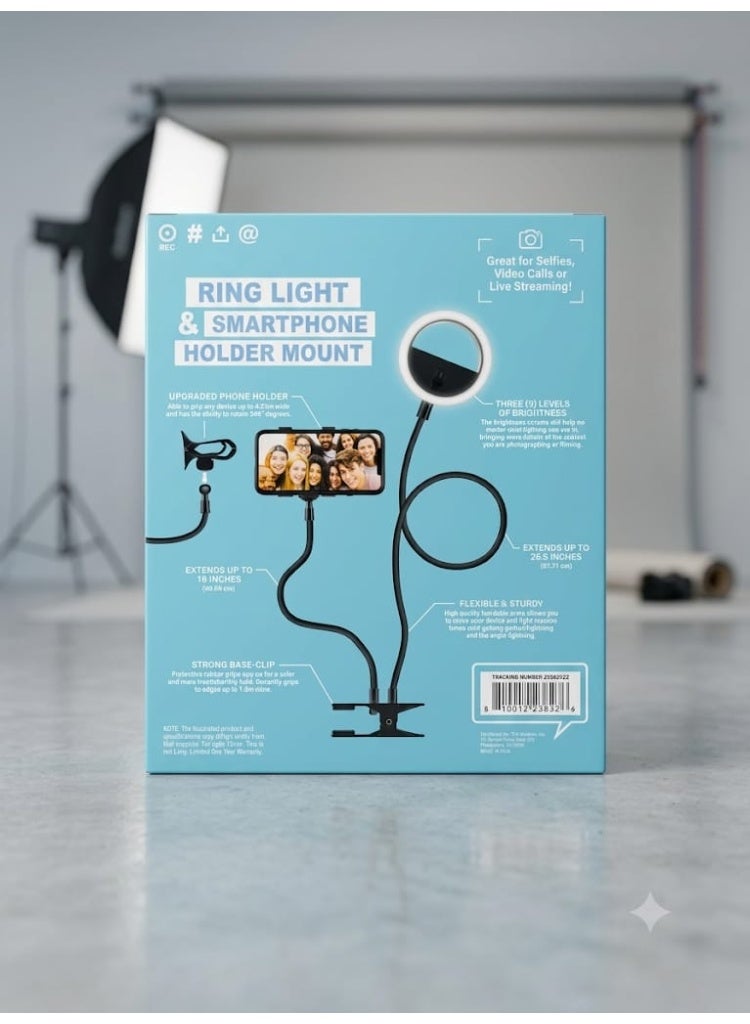 Selfie Ring Light and Phone Holder Black - Image 2