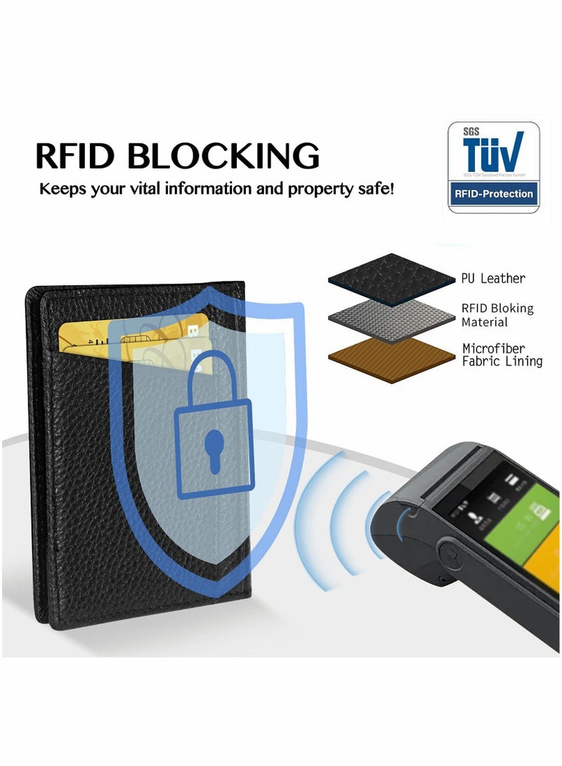 Y&D Men Wallet Slim Larger Capacity with 8 Slots RFID Blocking Minimalist Front Pocket Premium Leather Credit Card Holder ID Window Gift Box, Black  - Image 2