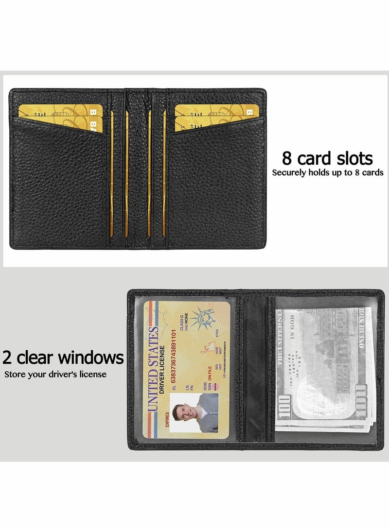 Y&D Men Wallet Slim Larger Capacity with 8 Slots RFID Blocking Minimalist Front Pocket Premium Leather Credit Card Holder ID Window Gift Box, Black  - Image 3