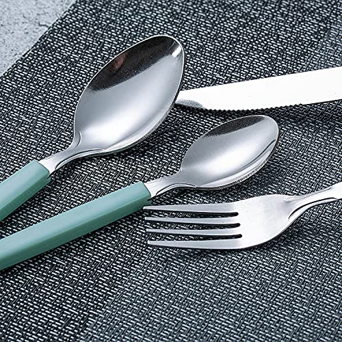 Cutiset 40 piece Stainless Steel Kitchen Flatware set with organizer, Camping Silverware set with color handles set of 8 - Image 5