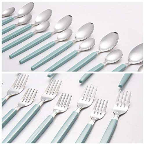 Cutiset 40 piece Stainless Steel Kitchen Flatware set with organizer, Camping Silverware set with color handles set of 8 - Image 3