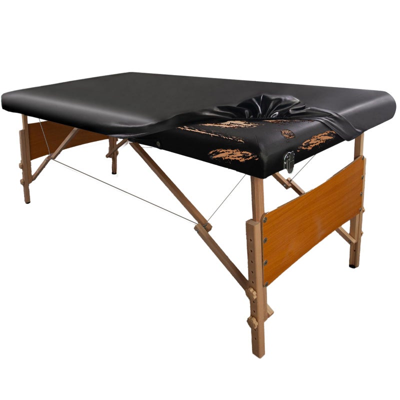 WUSOUPU PU Leather Cover for Massage Table Wipeable Massage Bed Protector Cover Made of 4Ways Elastic 100 Waterproof Material Machine Washable Fit Rectangular Tables 2832 Wide Black