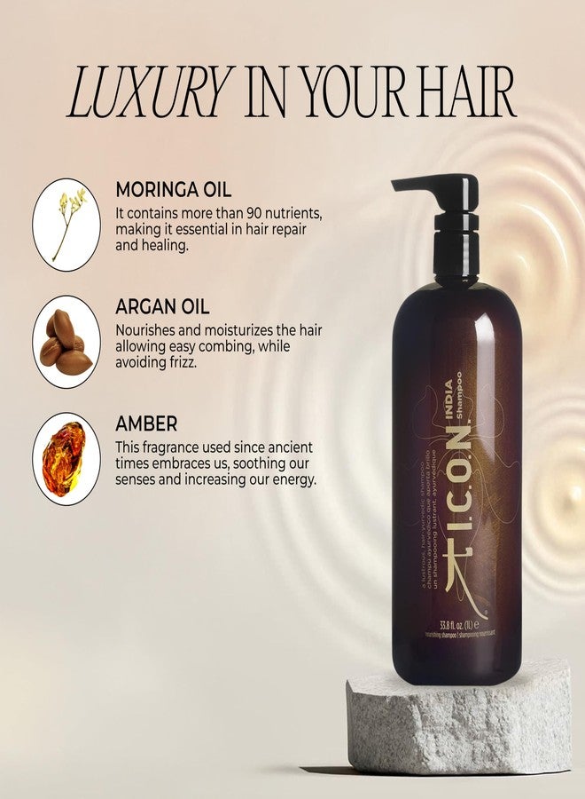 I.C.O.N. India Shampoo, Moisturizing & Revitalizing Natural Shampoo for All Hair Types, Enhances Volume, Adds Softness and Shine, Professional Salon Quality Product, 33.8 oz - Image 3