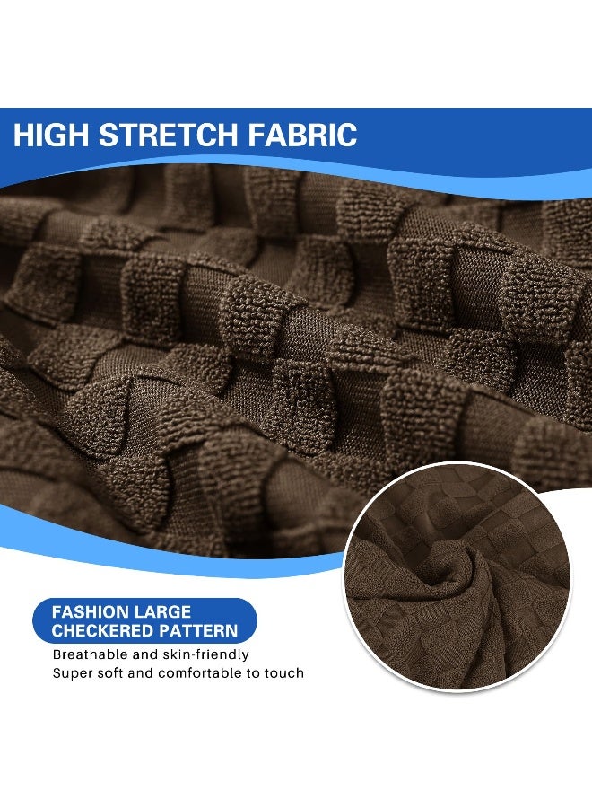 MAXIJIN Latest Recliner Slipcovers for Living Room 4 Pieces Stretch Jacquard Recliner Chair Cover Soft Fitted Recliner Protector with Elastic Bottom for Kids, Pets (Recliner, Dark Coffee) - Image 3