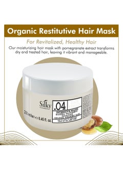 SILKY Silky.04 Organic Restitutive Hair Mask - Moisturizing Hair Mask with Pomegranate Extract – Hair Color Mask Restoring Dry & Treated Hair - 250 ml  - Image 4