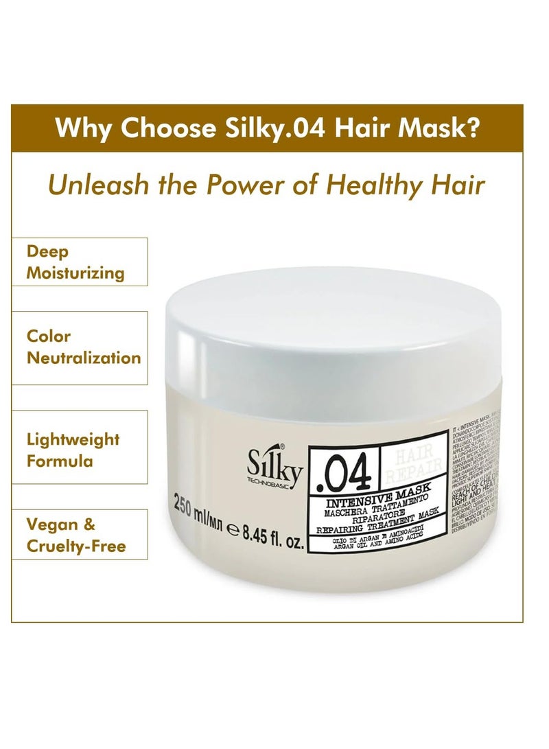 SILKY Silky.04 Organic Restitutive Hair Mask - Moisturizing Hair Mask with Pomegranate Extract – Hair Color Mask Restoring Dry & Treated Hair - 250 ml - Image 3