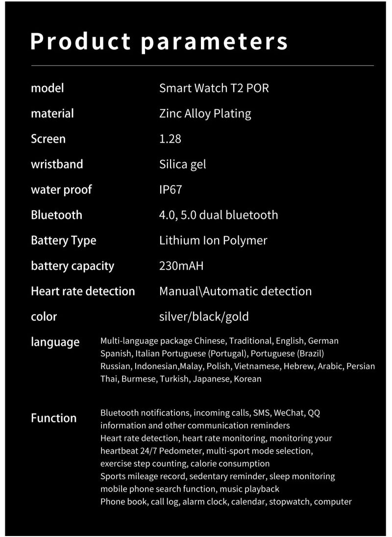 Generic - Active 2 Smart watch T2 Pro Round screen Fitness Tracker Heart Rate Monitoring IP67 waterproof Smartwatch for Men Women - Image 1