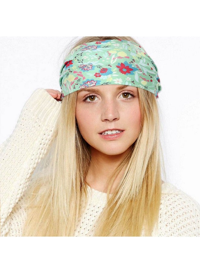 Bohend Boho Headband Wide Stretchy Floral Bandana 3Pcs Daily Use Knotted Headwear Sport Athletic Yoga Gym Hair Accessories For Women And Girls (A)  - Image 5