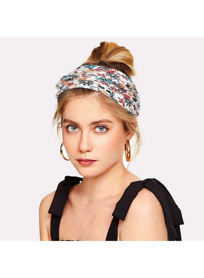 Bohend Boho Headband Wide Stretchy Floral Bandana 3Pcs Daily Use Knotted Headwear Sport Athletic Yoga Gym Hair Accessories For Women And Girls (A)  - Image 4