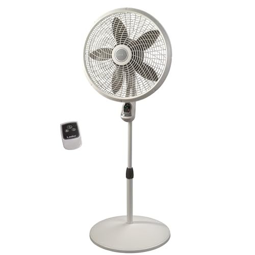 Lasko Cyclone Pedestal Fan, Adjustable Height, Remote Control, Timer, 3 Speeds, for Bedroom, Kitchen, Office and Living Room, 18", White, 1885, Large - Image 1