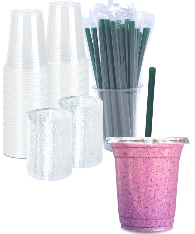 50 SETS 12 oz Clear Plastic Cups with Lids and STRAWS Disposable Iced Coffee cups with Lids Clear Cups with Lids for Cold Drinks Iced Tea Milkshakes Smoothies